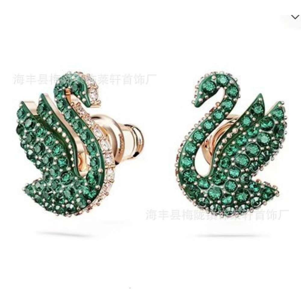 Boucles d'oreilles cygne vert