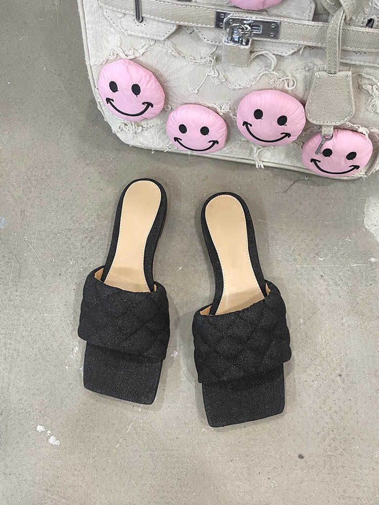 Black Denim Flat Bottom