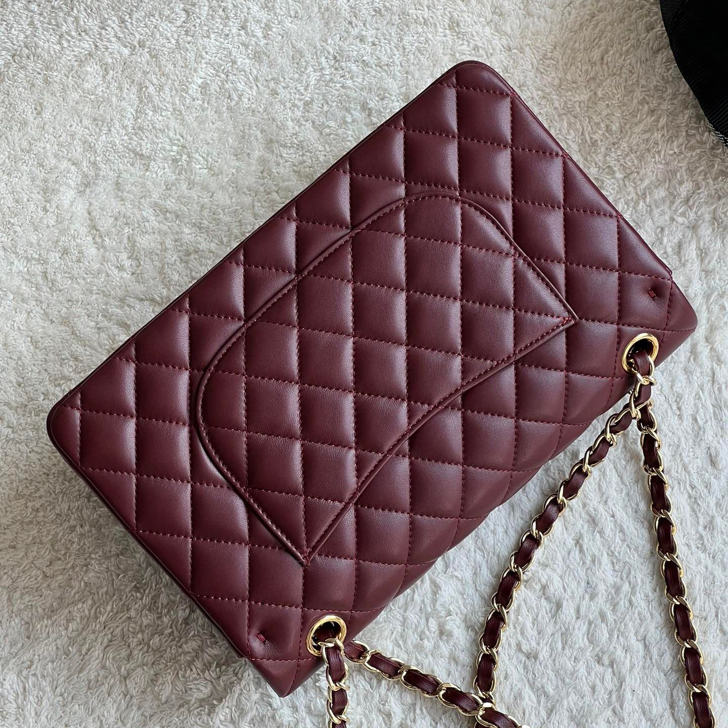 Burgundy sheepskin gold