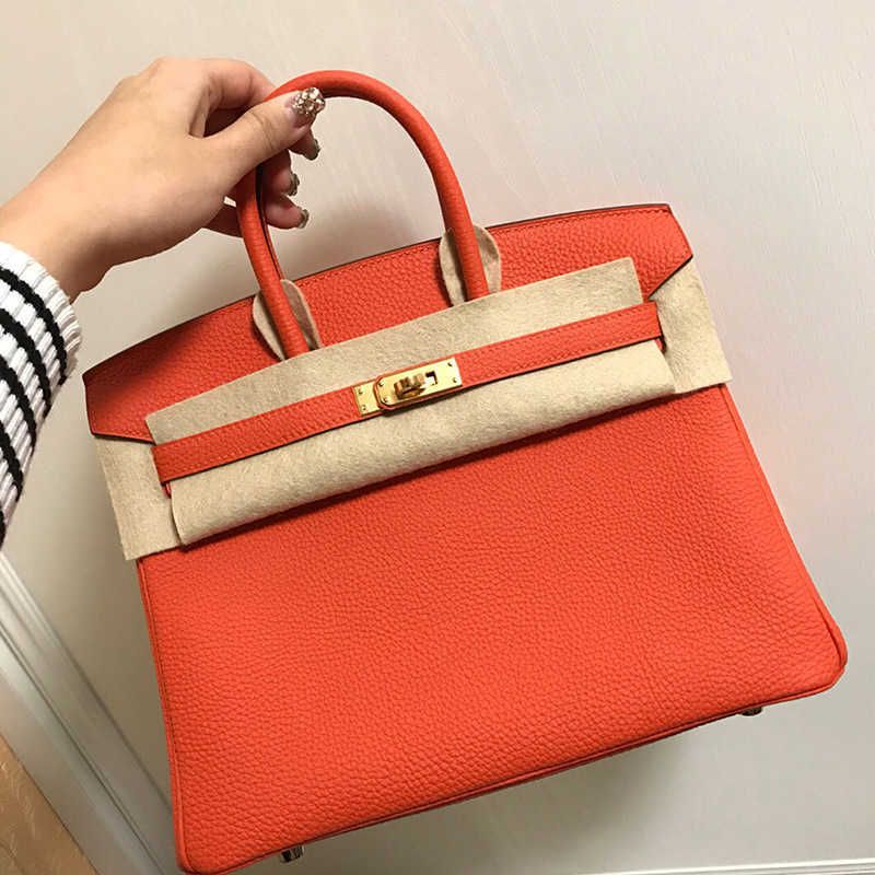 Litchi Pattern Platinum Bag Orange30