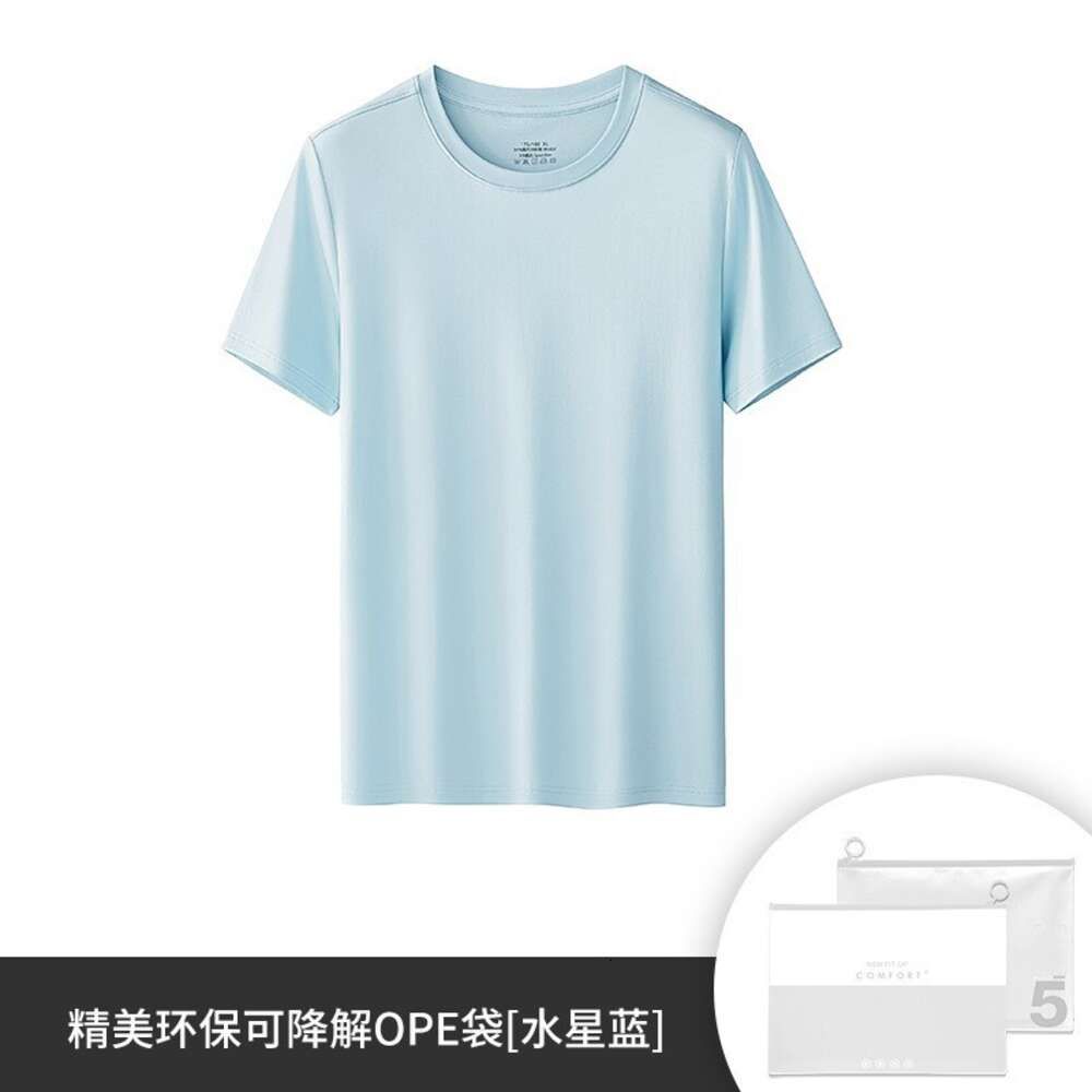 Round Neck  Mercury Blue