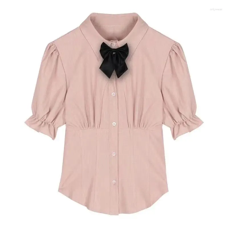 Pink blouse and bow