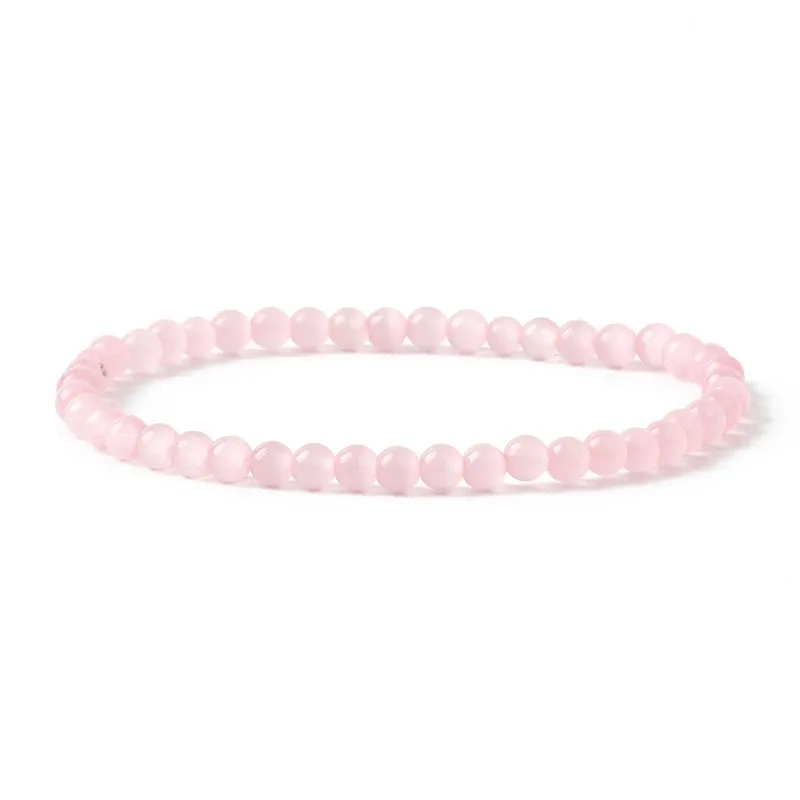 4mmBeads-19cm 25Oeil de chat rose