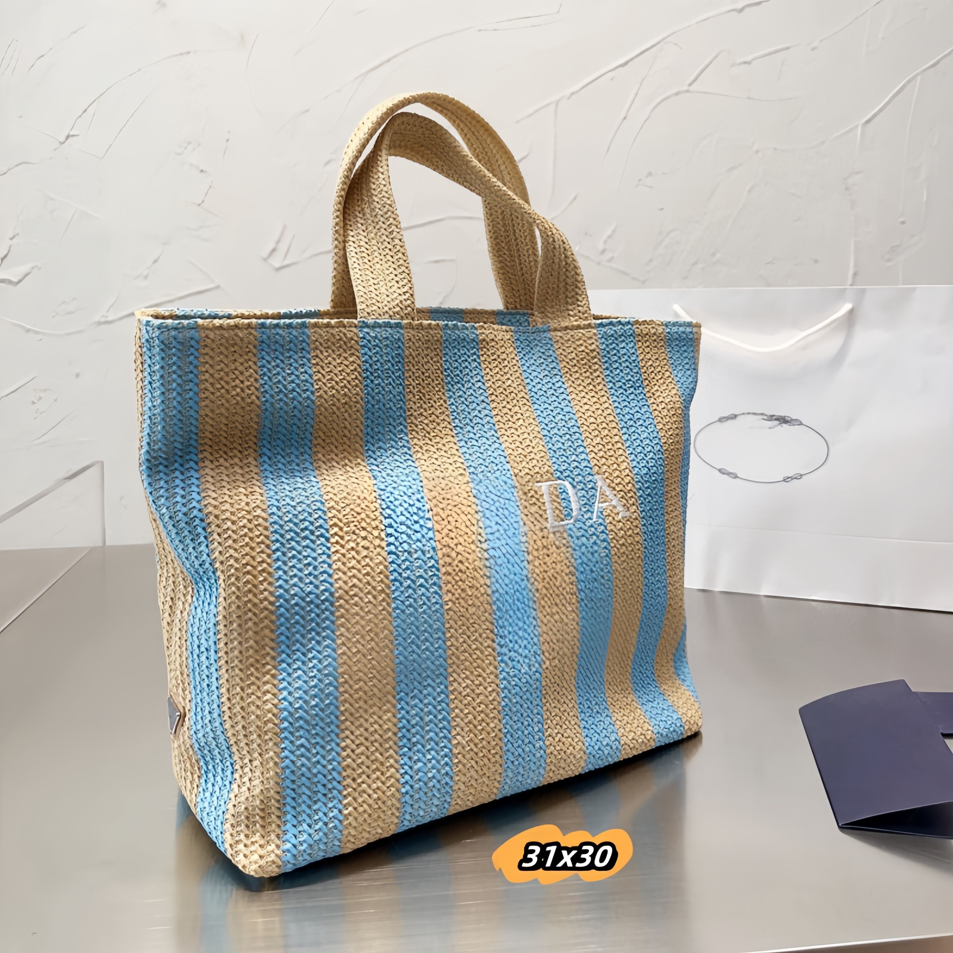 Stripe beige+blue 31x30