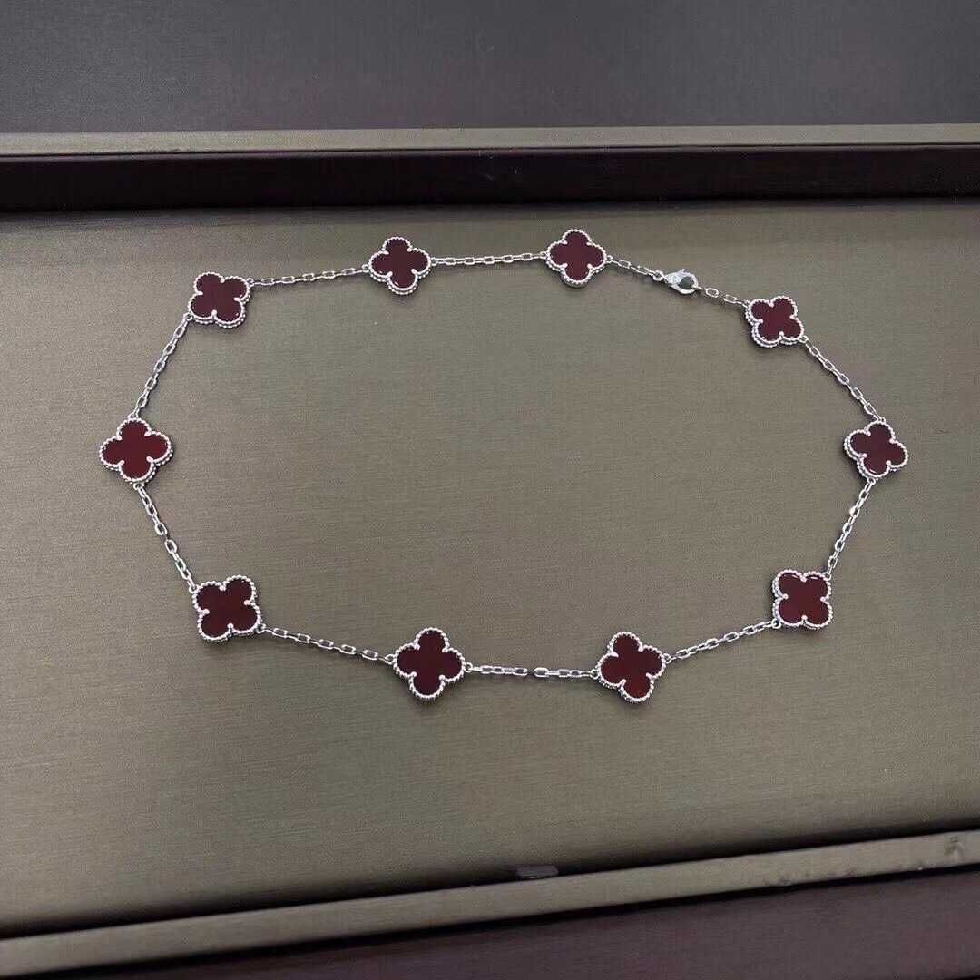 White Gold-Ten Flower Necklace