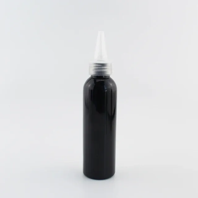 bottiglia di plastica nera trasparente