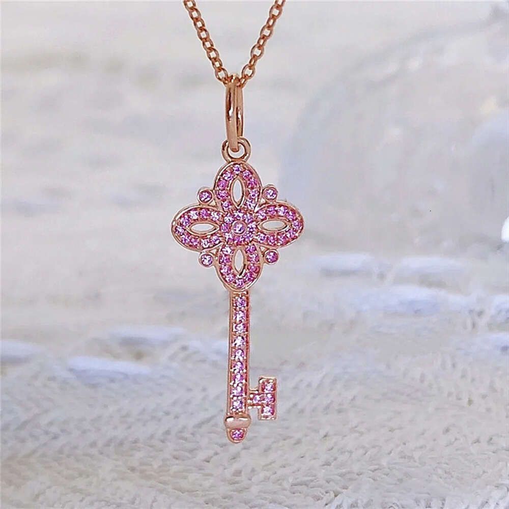 Rose Gold Powder Diamond Pendant+neckl