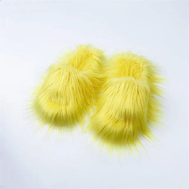 Yellow Fur Slippers