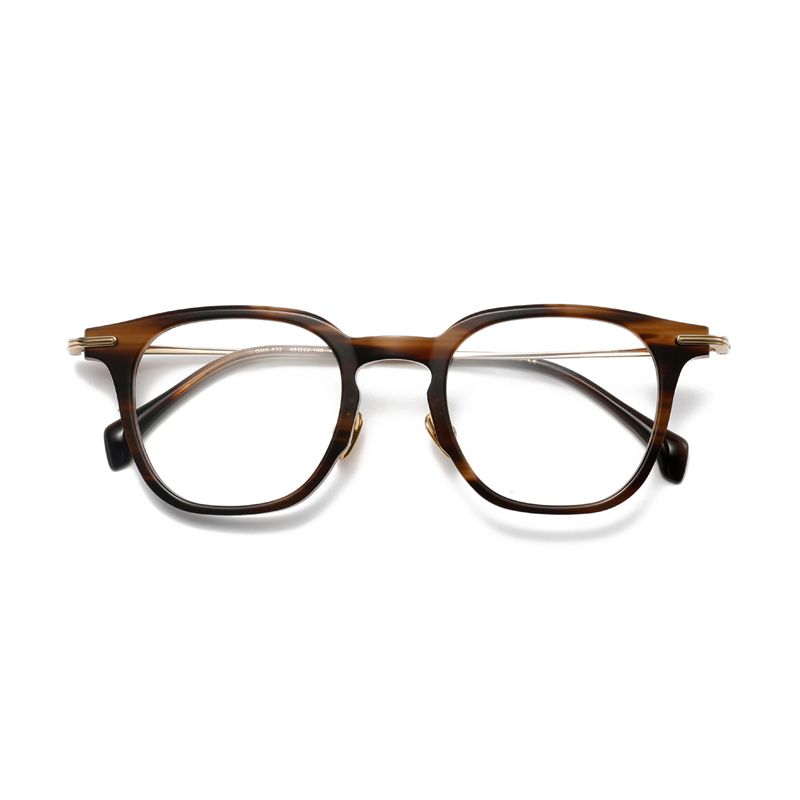 Amber frame clear lens