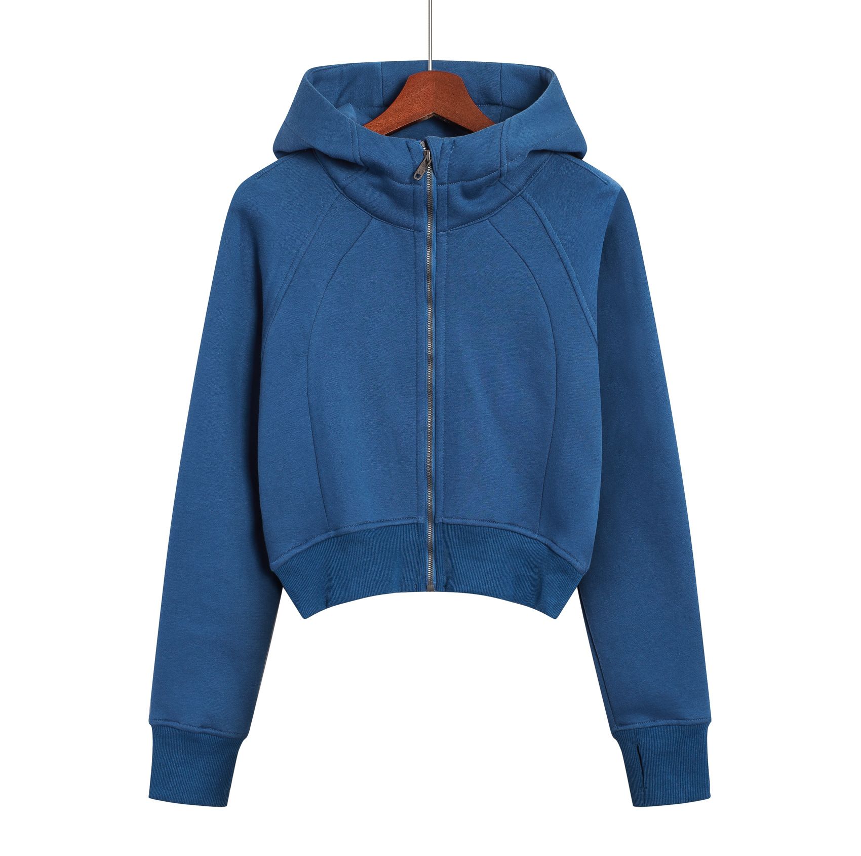 Blue Hooded【Short Full zipper】