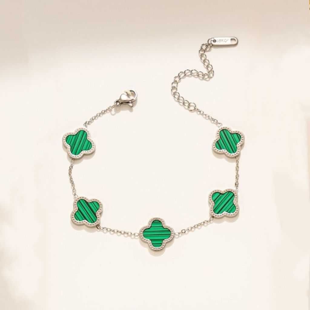 Bracelet Argent Simple Face Vert