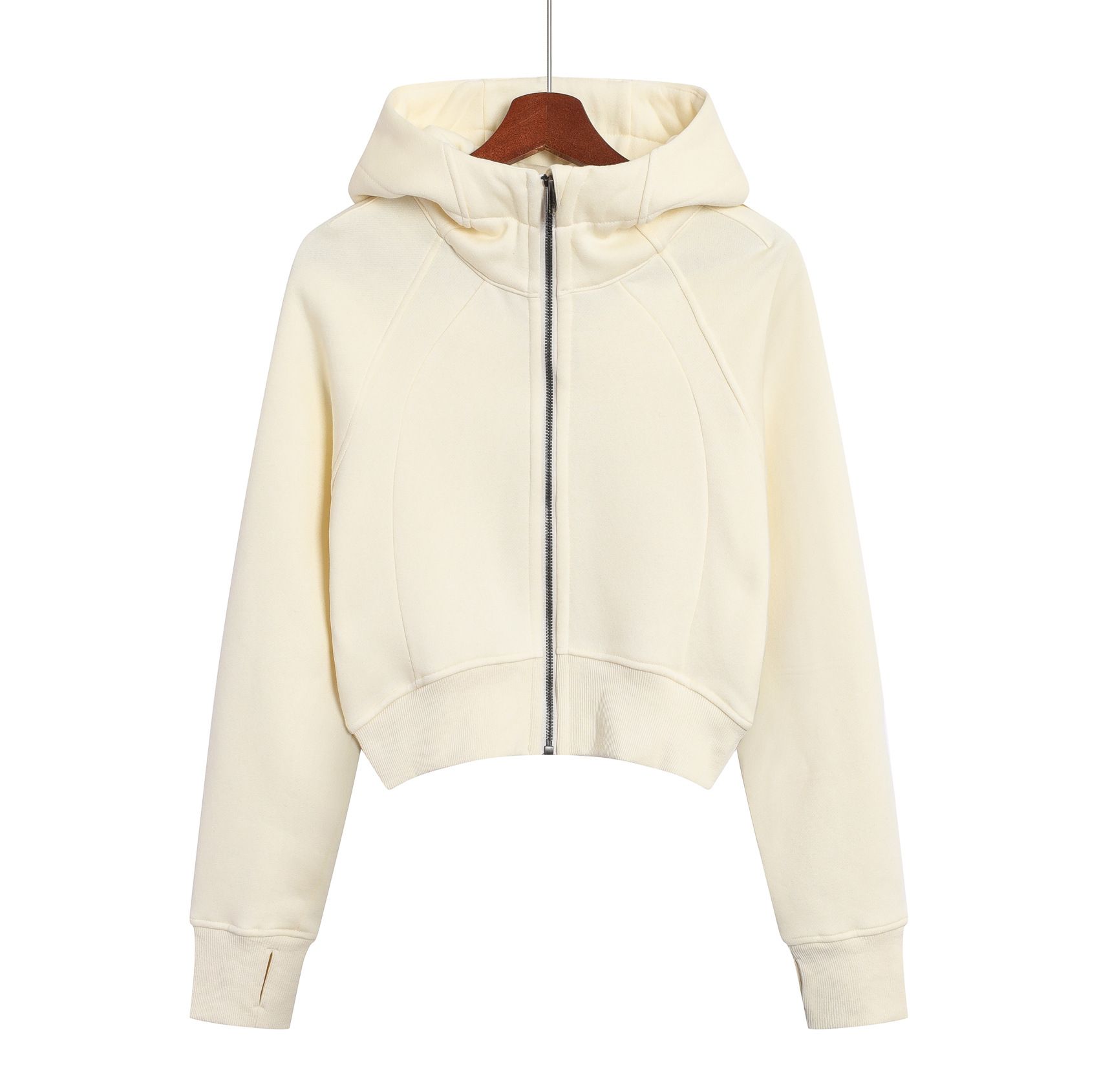 Ivory  Hooded【Short Full zipper】