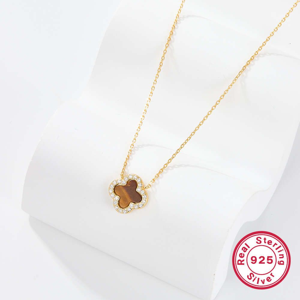 Golden Tiger Eye Stone-925 Prata