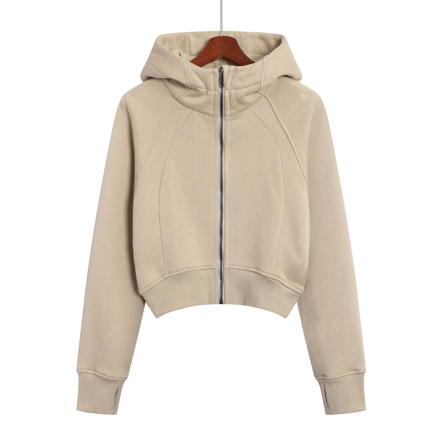 Light Camel Hooded【Short Full zipper】