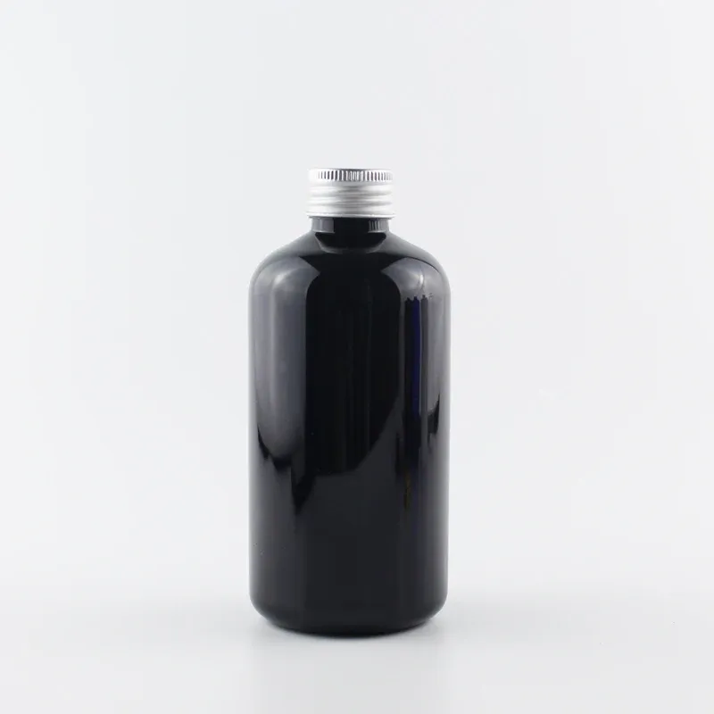 250 ml schwarze Plastikflasche Silber