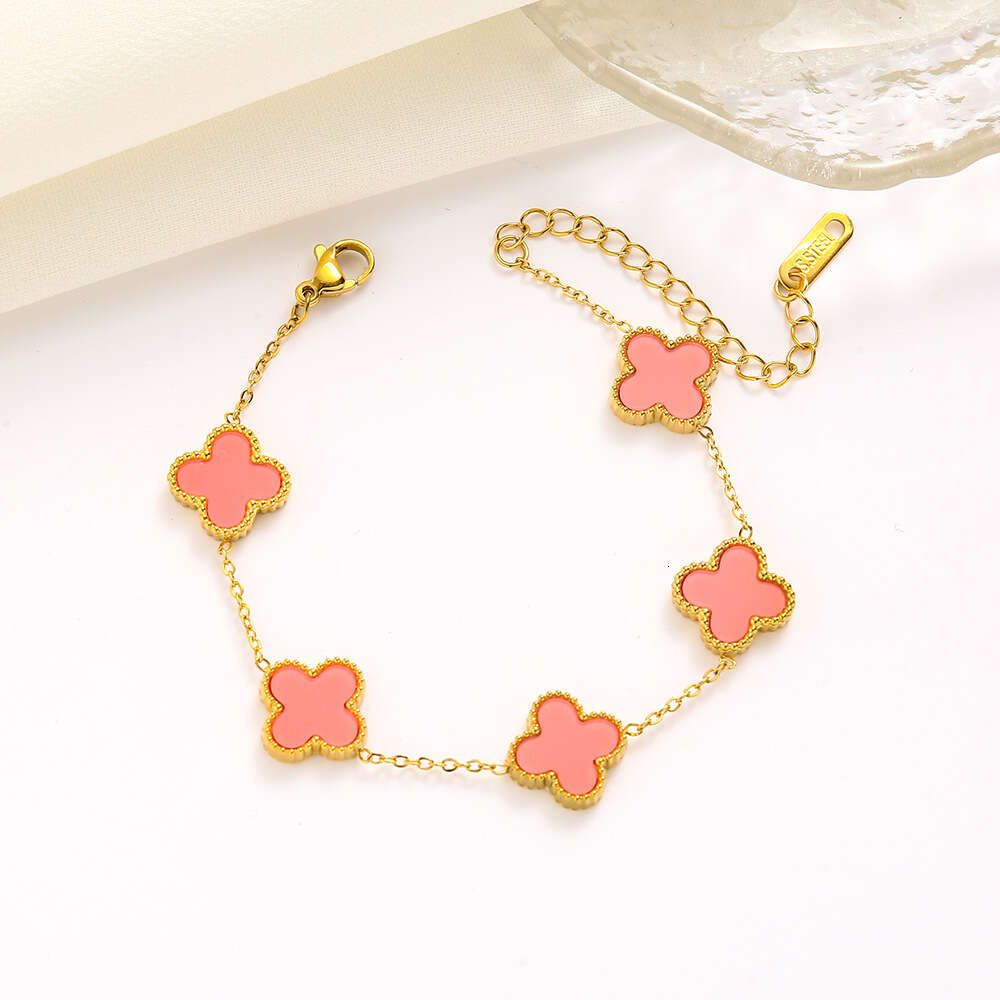 301 Golden Pink Shell Clover Armband