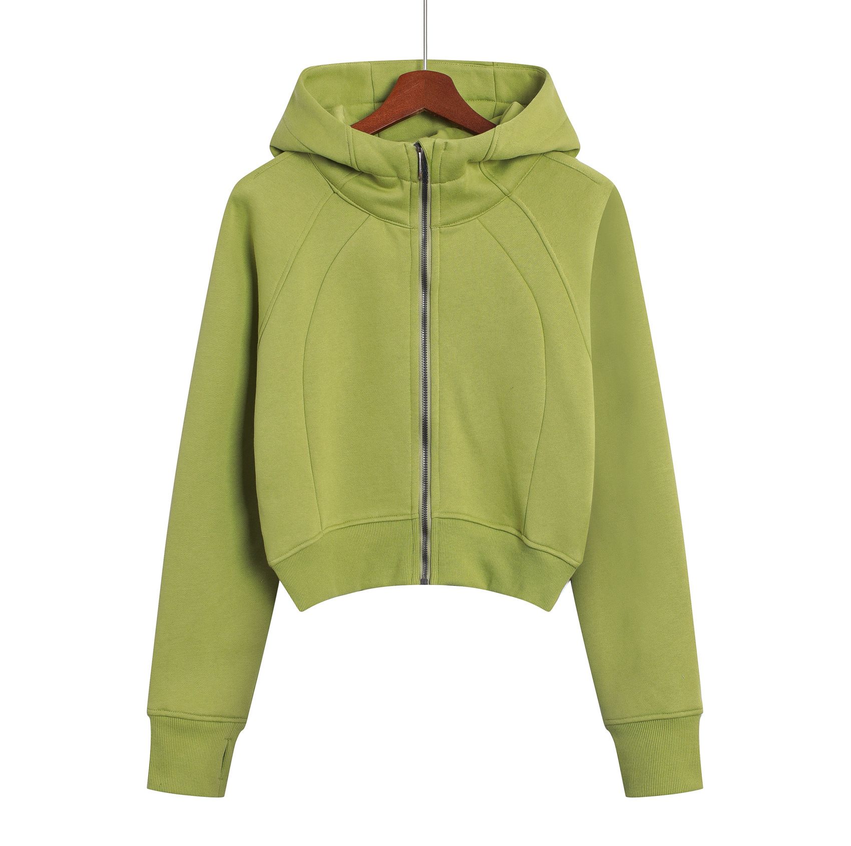 Light green Hooded【Short Full zipper】