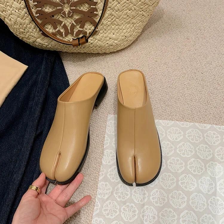 Nude Leather Mules