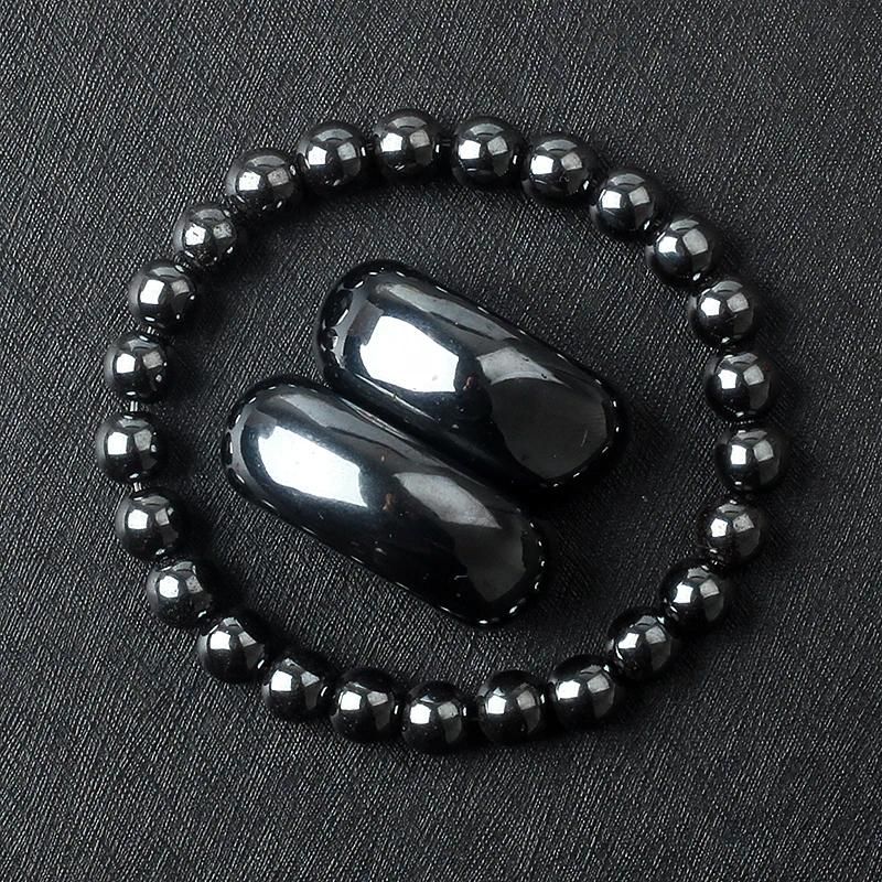 6 mm Perlen, 21 cm, 32 Hämatit