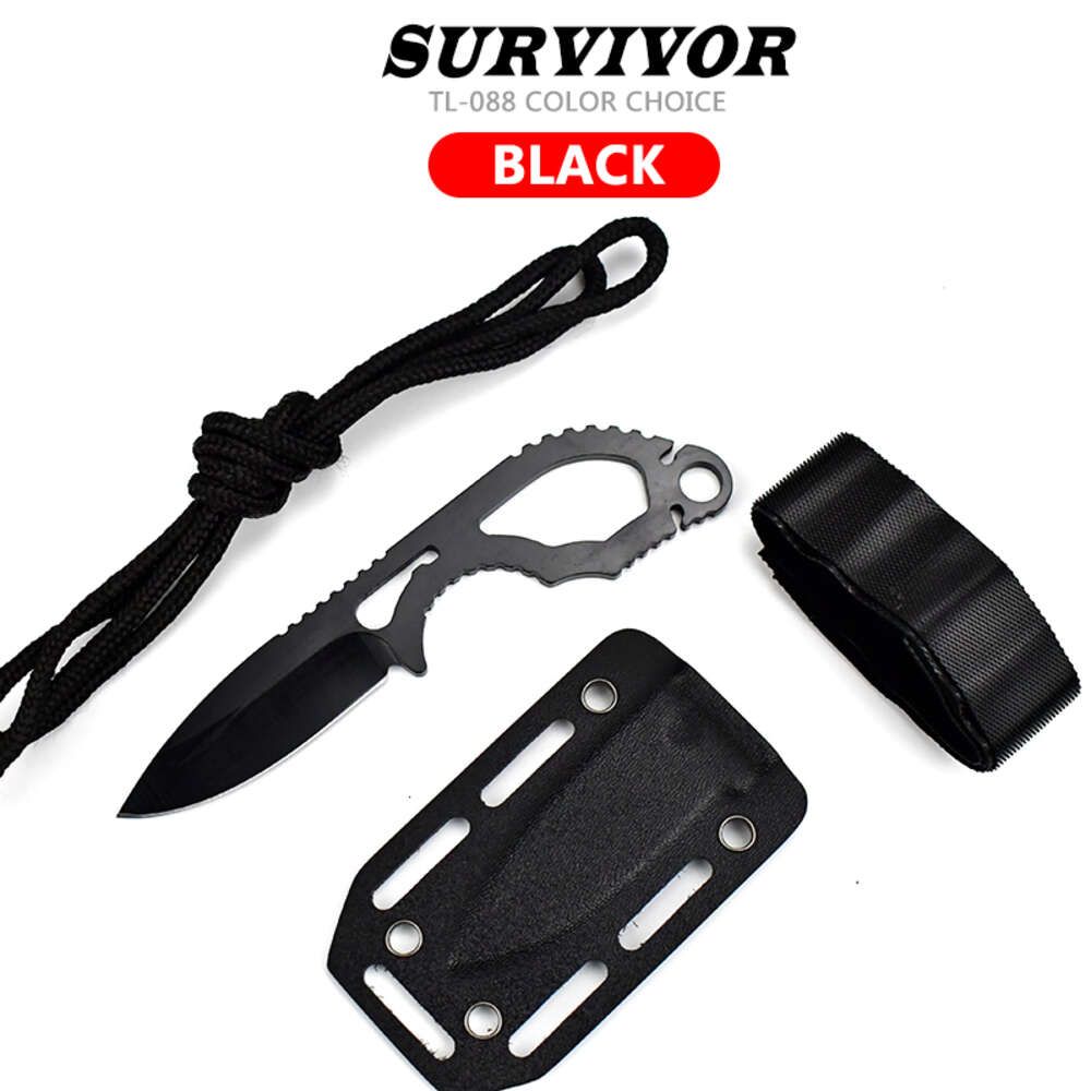 65 mm-survivor - couteau à lame fixe noir