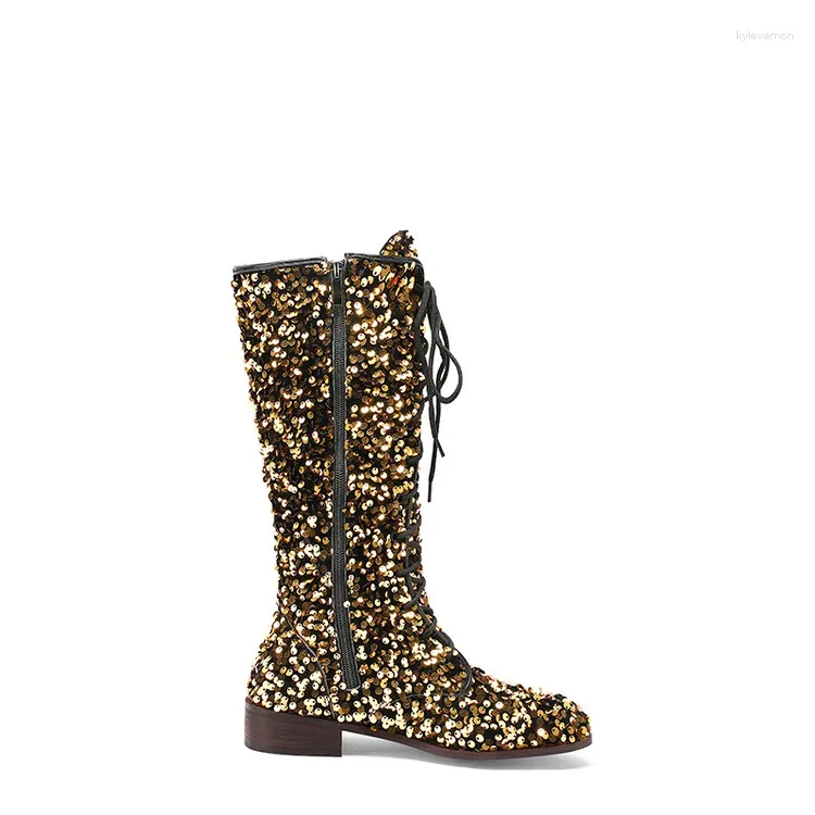 Gold Sequins Boots