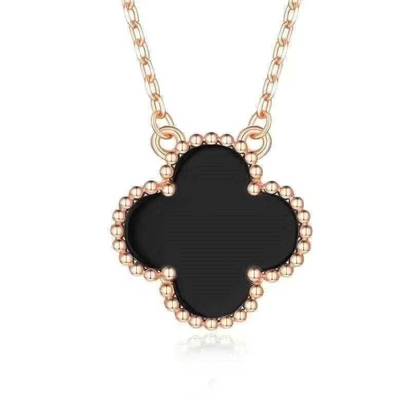 Medium Rose goud zwarte Agaat ketting-