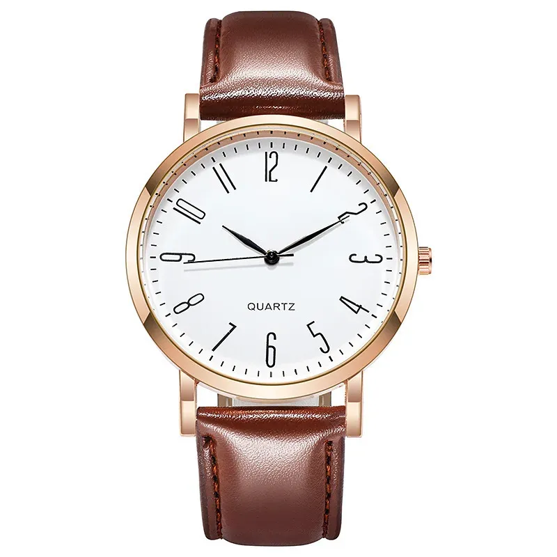 BrownStrapWhiteDial