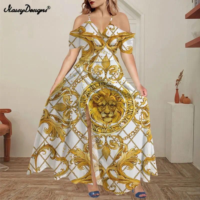 Golden floral dress