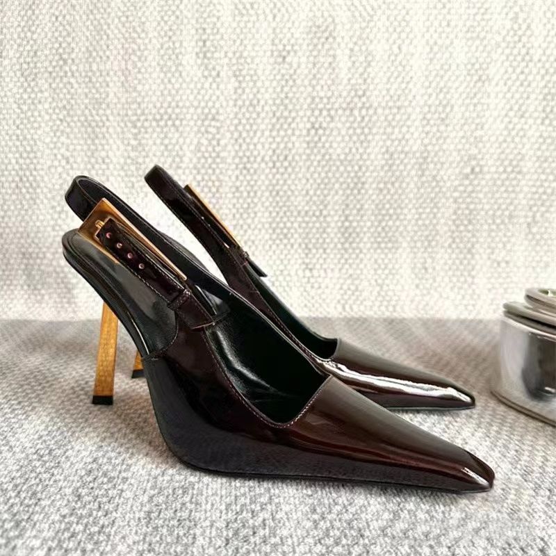Wine red gold heel-9cm