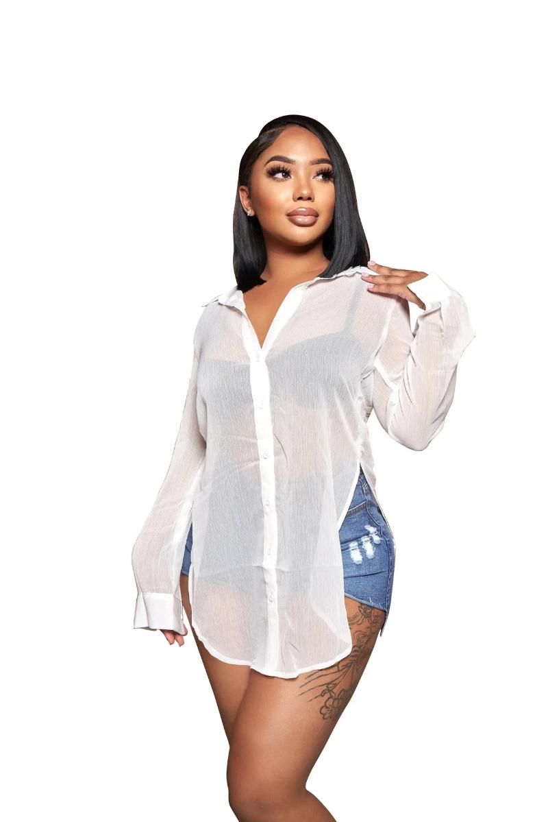 White cover up shirt