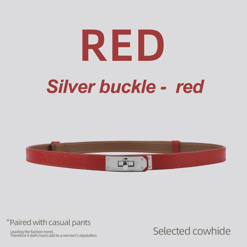 Silver buckle - red