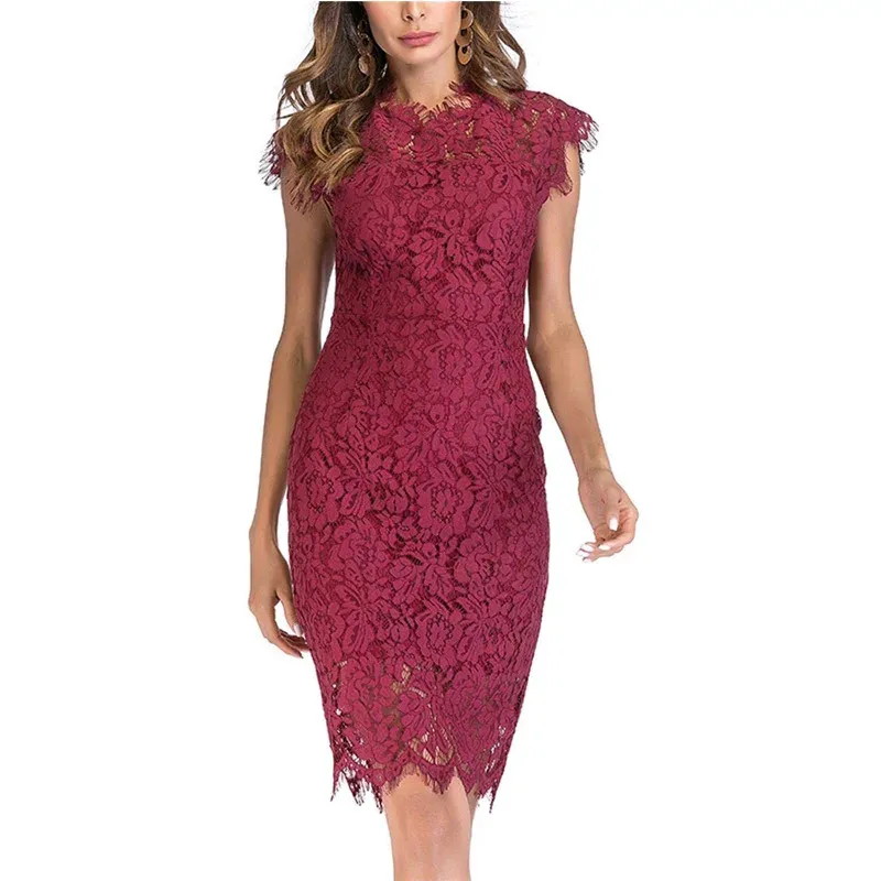 Wine Red Lace Dress