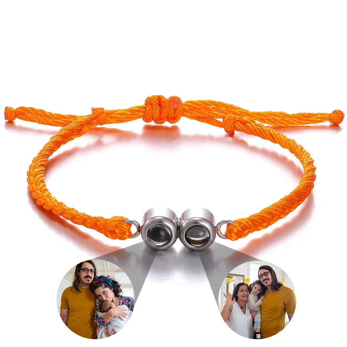 Orange armband-silverpärlor