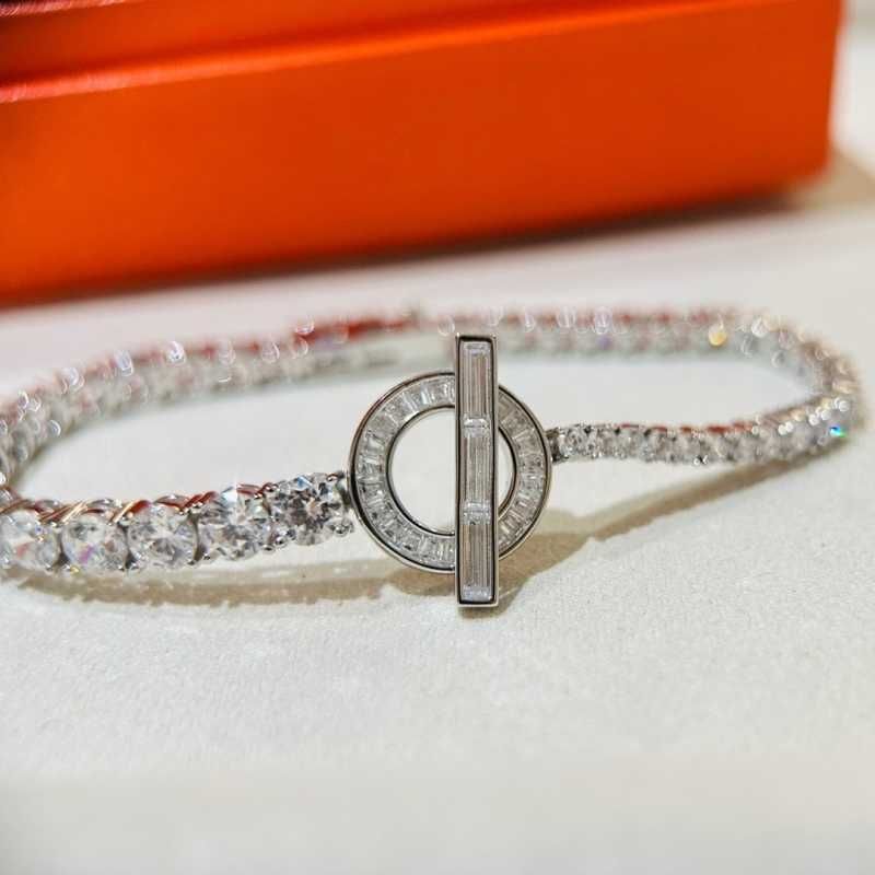 Pure Silver Square Diamond Armband-17cm