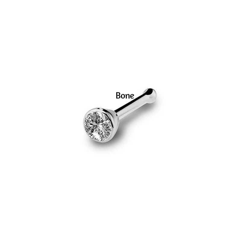 Bone Silver-3mm Gem 20G