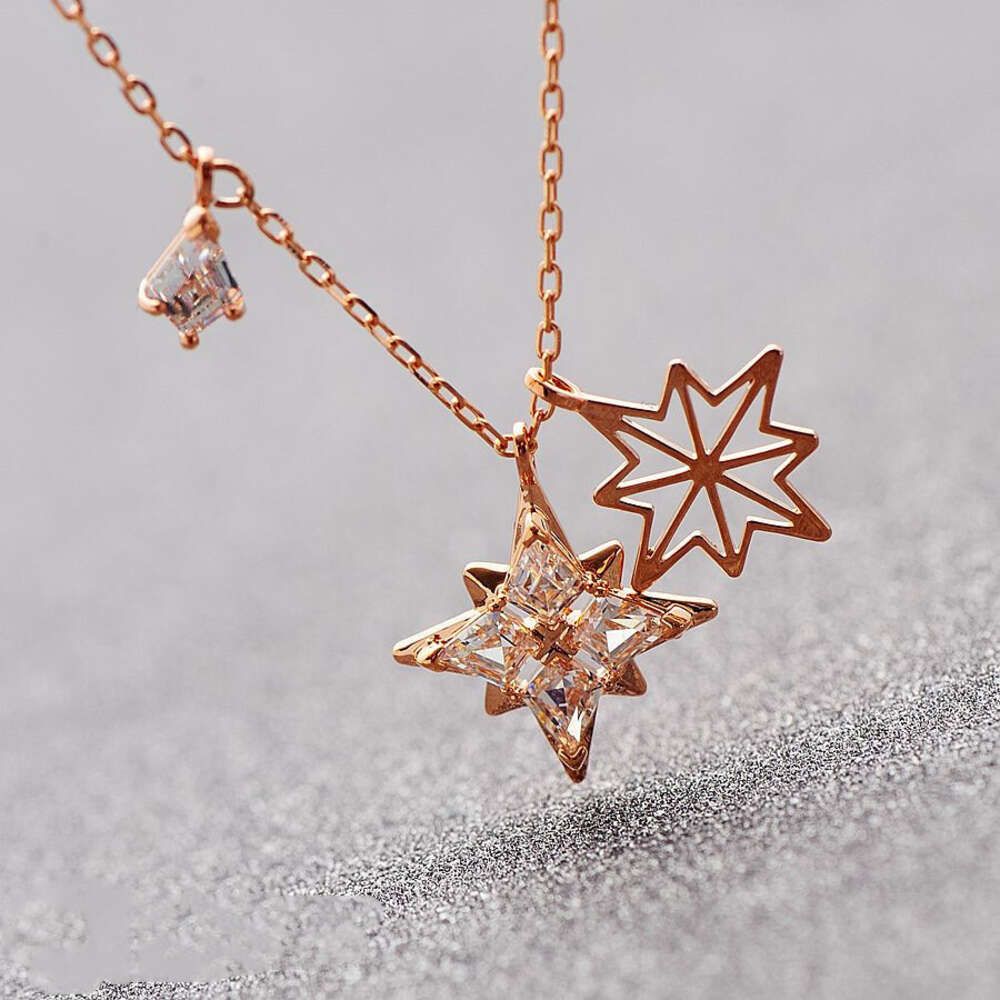 Collier de flocon de neige en or rose + boîte