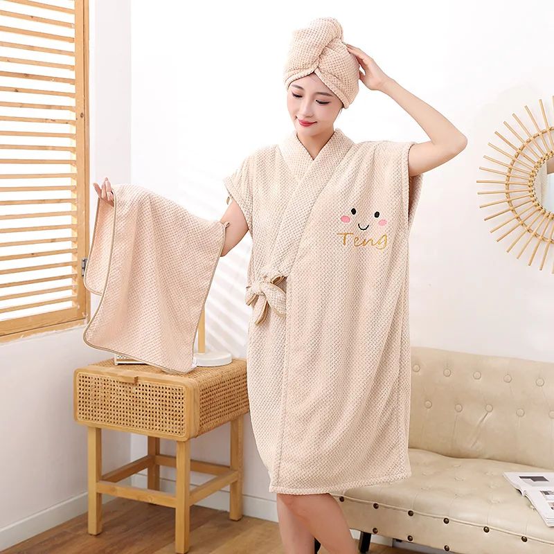 Kleur: Kakisize: Bathrobe-Towel-Cap