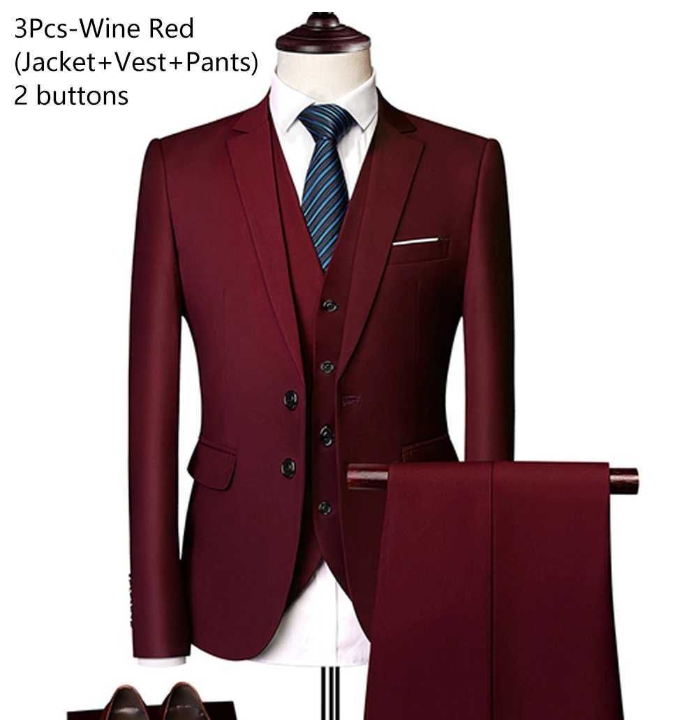 2 Button Wine Red
