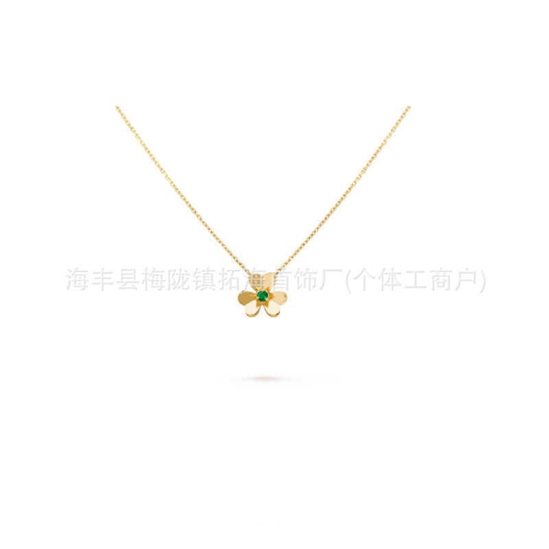Gold Single Diamond Green petit collier