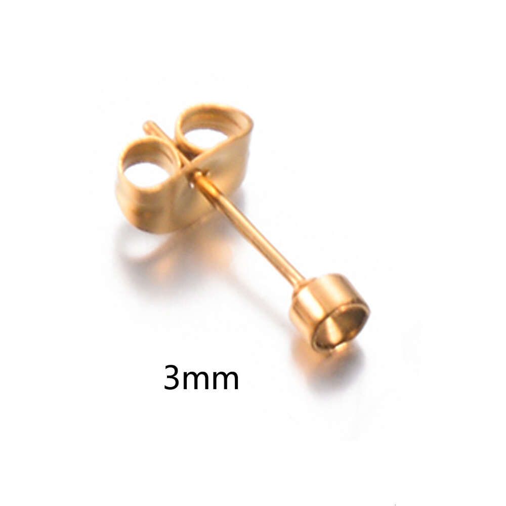 Gouden 3 mm-roestvrijstalen oorbellen