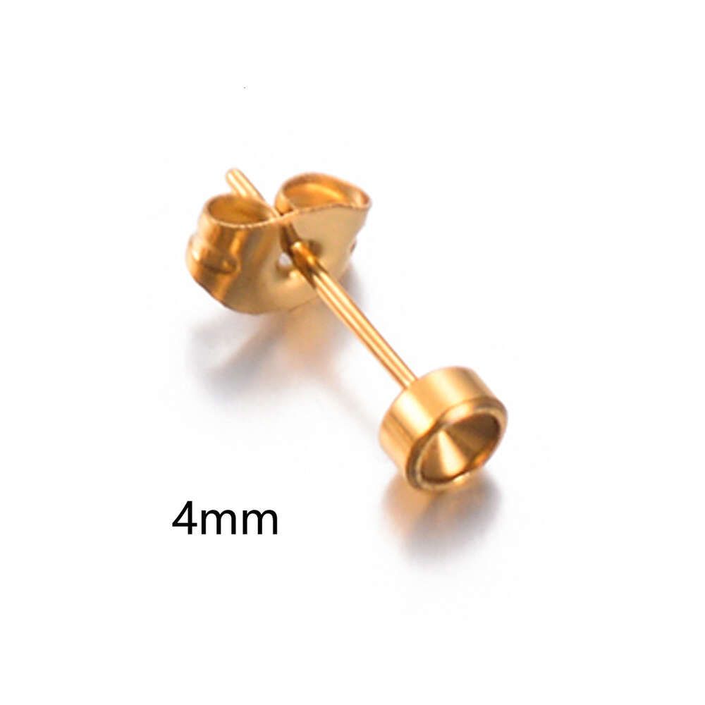 Gouden 4 mm-roestvrijstalen oorbellen