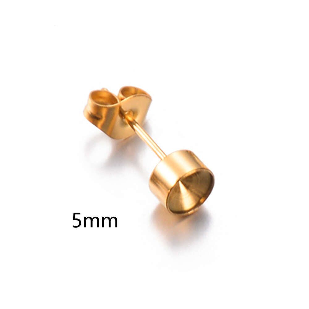 Gouden 5 mm-roestvrijstalen oorbellen