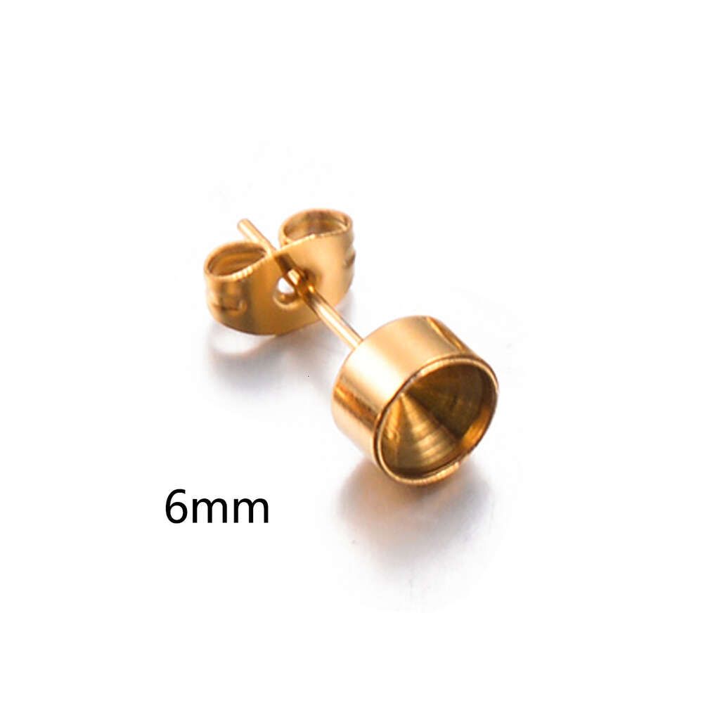Gouden 6 mm-roestvrijstalen oorbellen