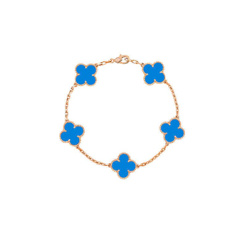 Five Flowered Rose Gold Blue Agate