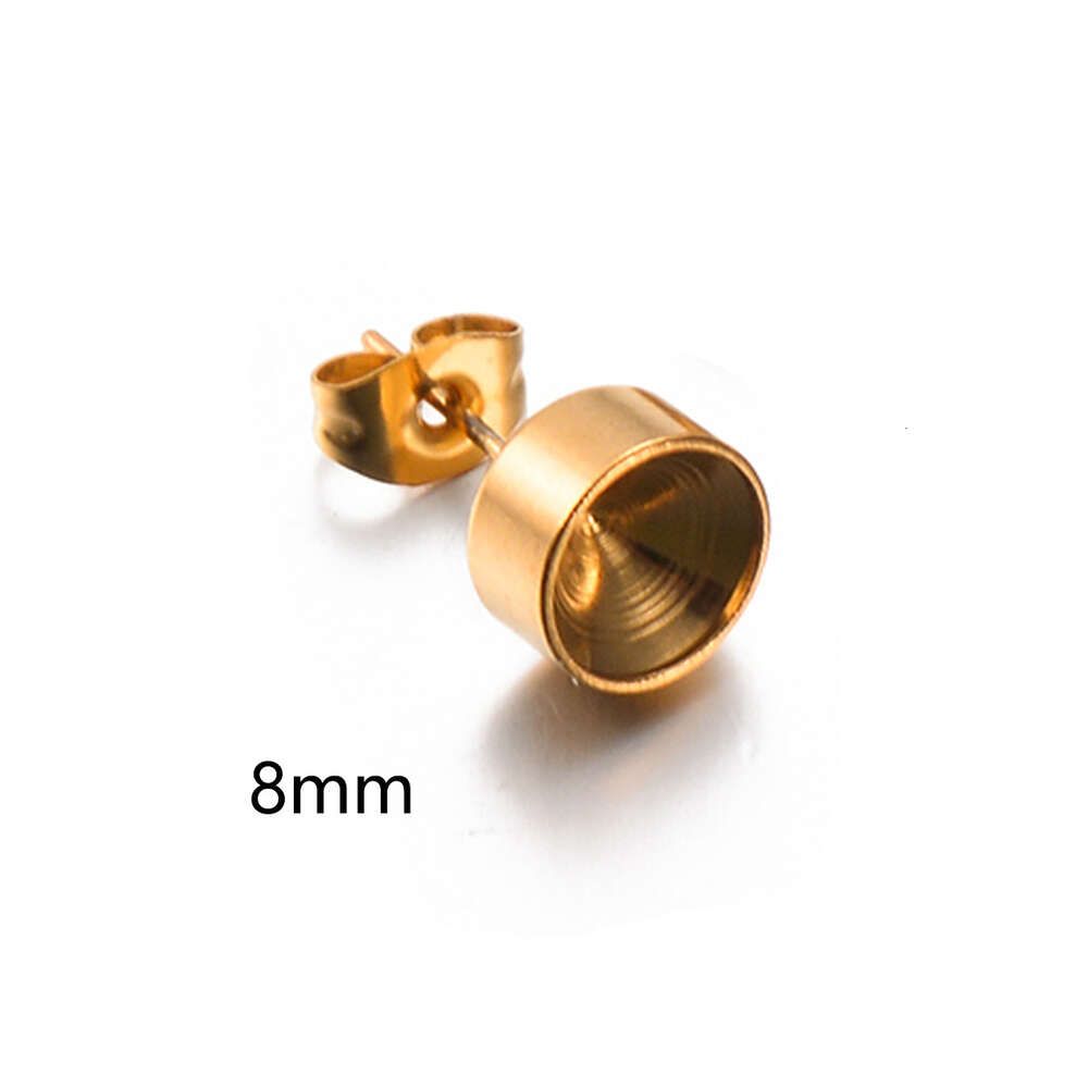 Gouden 8 mm-roestvrijstalen oorbellen