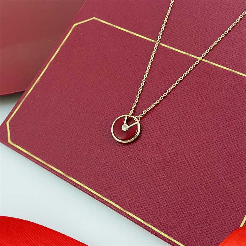 Rose Gold+red Kaga Necklace Amulet