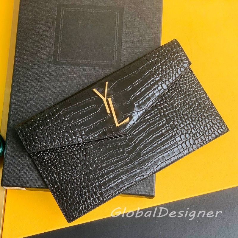 Black with gold crocodile leather