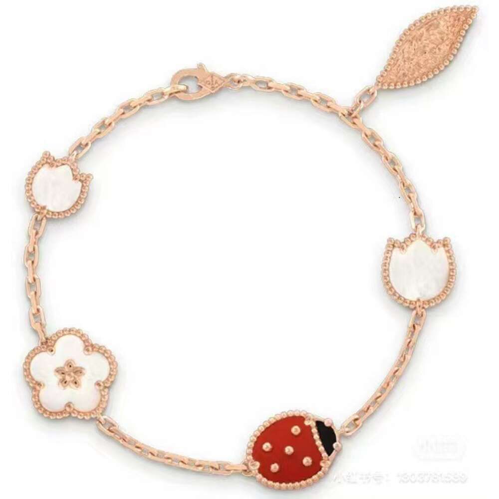 Five Flower Ladybug Bracelet