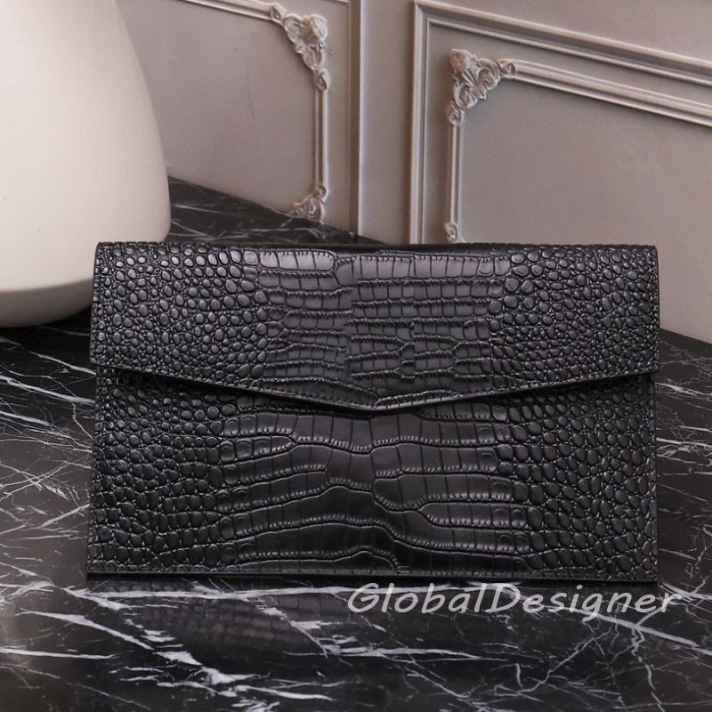 Black with black crocodile leather