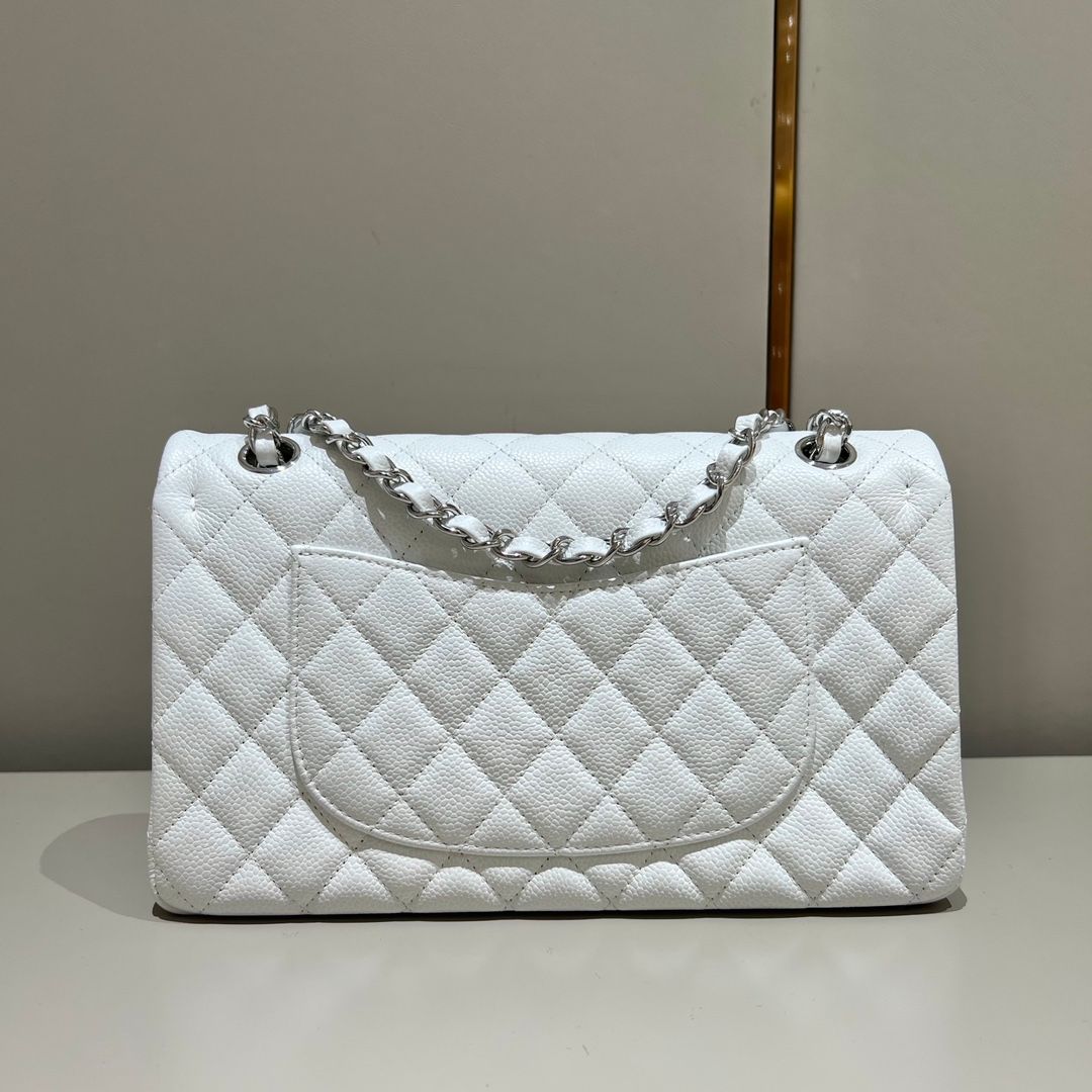 White Caviar Calfskin -Silver hardware